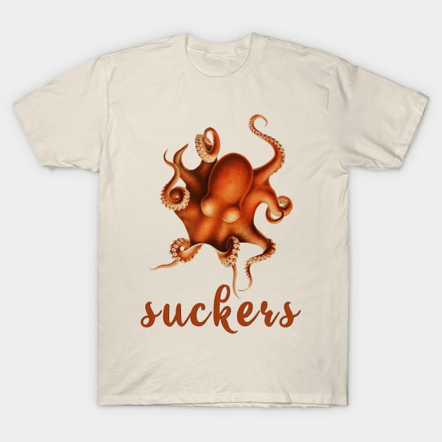 Orange octopus SUCKERS T-Shirt by Arteria6e9Vena